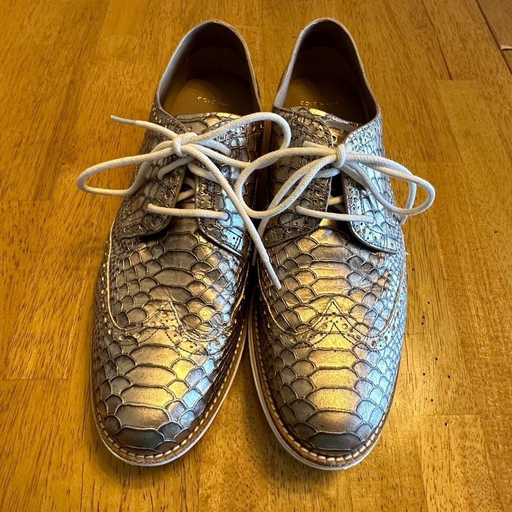 Cole Haan Gold Metallic Loafer Oxford